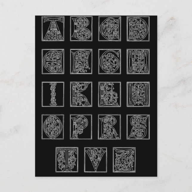 Cartão Postal Placa de Posto alfabética (Frente)