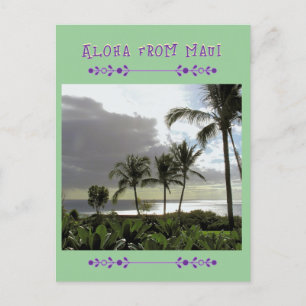 Cartão Postal PLACA DE POSTO "ALOHA DO MAUI" Palm Trees