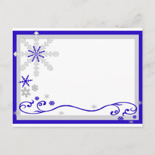 Cartão Postal Placa de Posto Blue Silver Silver Snowflakes, na T