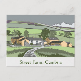 Cartão Postal Placa de posto com a cena do Cumbrian Farmhouse