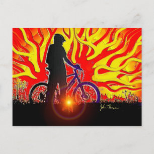Cartão Postal Placa de Posto de Cavaleiro de Bicicleta Blasfada
