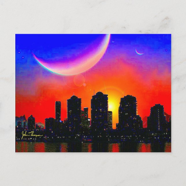 Cartão Postal Placa de Posto de cidade de alienígena (Frente)