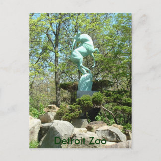 Cartão Postal Placa de Posto de Estátua do Zoo Detroit