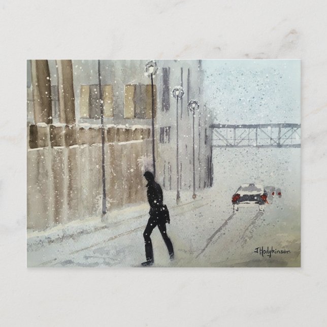 CARTÃO POSTAL PLACA DE POSTO DE FITA DE NEVE (Frente)