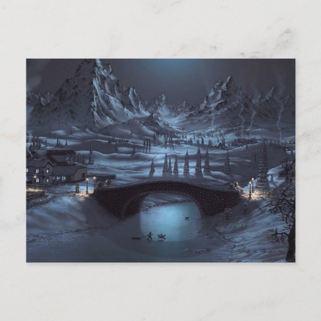 Cartão Postal Placa de Posto de Noites de inverno mágicas (Frente)