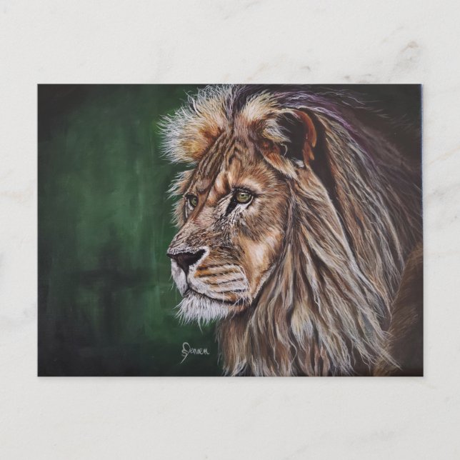 Cartão Postal Placa de Posto de Pintura em Lion Acrylic (Frente)