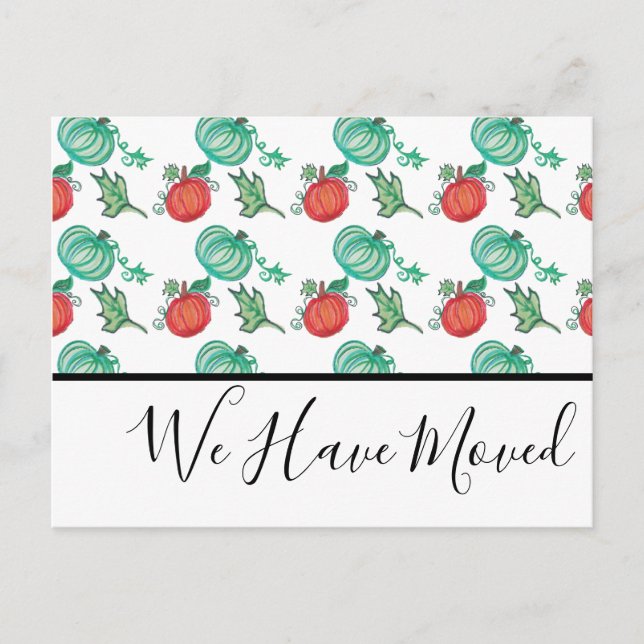 Cartão Postal Placa de Posto de Pumpkin de Quebra de Aquarela (Frente)