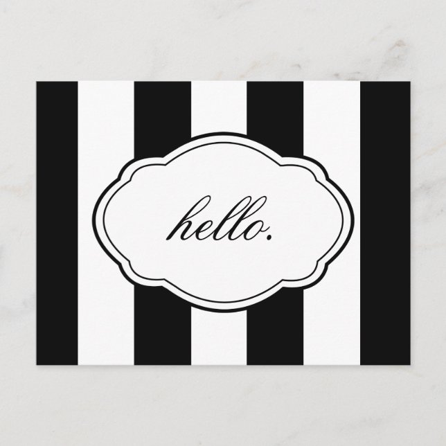 Cartão Postal Placa de Posto de rótulo preto e branco personaliz (Frente)