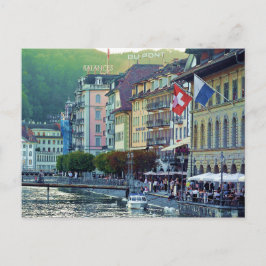 Cartão Postal Placa de Posto de Suiça de Luzerna