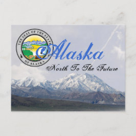 Cartão Postal Placa de Posto do Alaska State Seal Mount McKinley