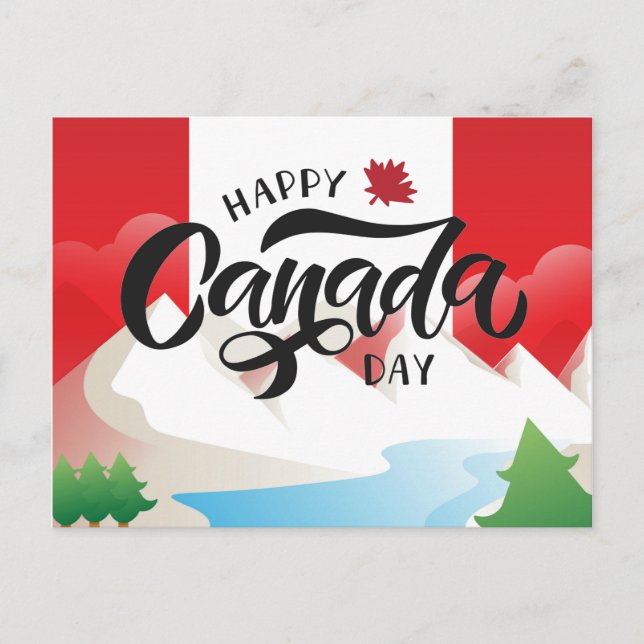 Cartão Postal Placa de Posto Happy Canada Day Viagem Canada (Frente)