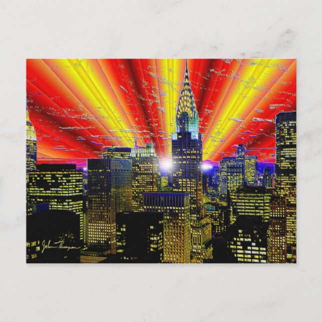 Cartão Postal Placa de Posto Nova Iorque (Frente)