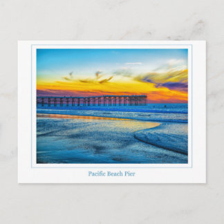 Cartão Postal Placa de Posto Pier de Praia do Pacífico