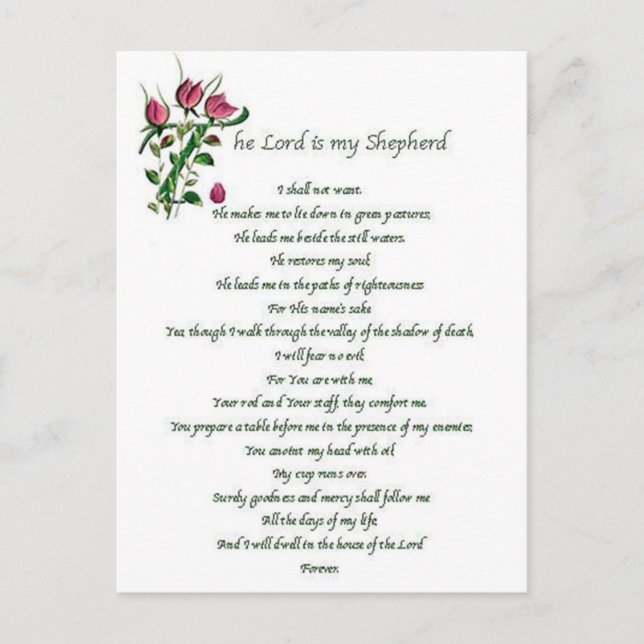 Cartão Postal Placa De Posto Psalm 23 (Frente)