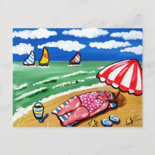 Cartão Postal Placa de Posto Sunbather Diva de Grande Praia