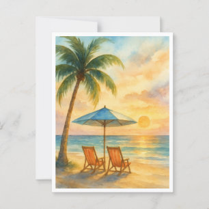 Cartão Postal Placa de Posto Sunset Serenity Beach
