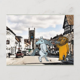 Cartão Postal Placa de Posto Unicorn e Lion