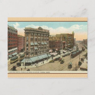 Cartão Postal Placa de Posto Vintage Akron Ohio