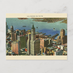 Cartão Postal Placa de Posto Vintage Lower Manhattan Viagem