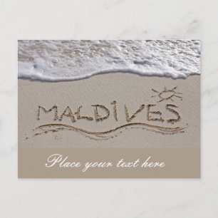 Cartão Postal placa de praia das Maldivas