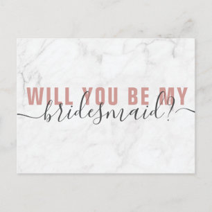 Cartão Postal Placa de Proposta Bridesmaid do Script de Blush Ma