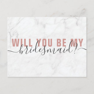 Cartão Postal Placa de Proposta Bridesmaid do Script de Blush Ma