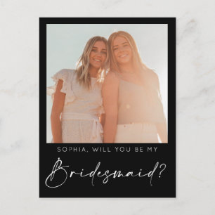 Cartão Postal Placa de Proposta da Bridesmaid de Script Mínimo c