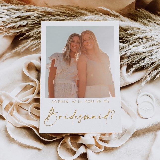 Cartão Postal Placa de Proposta da Bridesmaid de Script Mínimo c (Criador carregado)