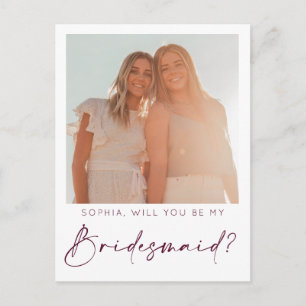 Cartão Postal Placa de Proposta da Bridesmaid de Script Mínimo c