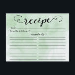 Cartão Postal Placa de recebimento de Chás de panela de Script d<br><div class="desc">Cartões de receita da Cozinha do Chá de panela Contemporâneo com fonte de script de tipografia na moda preto definida em um fundo de cor d'água verde. A frente do nosso cartão de receita oferece espaço para um título de receita, da cozinha e do espaço de ingredientes. Sacudir nosso cartão...</div>