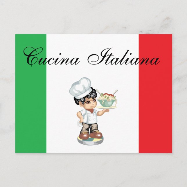 Cartão Postal Placa de recebimento de Comida italiana (Frente)