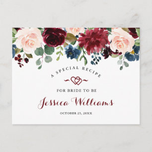 Cartão Postal Placa de recebimento do Chá de panela azul-Blush M