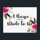 Cartão Postal Placa de recebimento do Chá de panela Floral Boho<br><div class="desc">Cartão de Receita de Boho Chic Floral Watercolor - com letra de script de pincel de tendência! Veja meu compro para ver a suíte de casamento inteira para este design!</div>