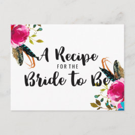 Cartão Postal Placa de recebimento do Chá de panela Floral Boho