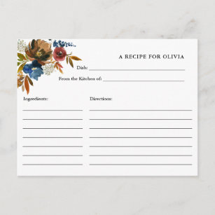 Cartão Postal Placa de Receita Branca das Flores de Aquarela e m