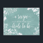 Cartão Postal Placa de Receita de Casamento de Noz Branca<br><div class="desc">Borda Floral Branca e Cartão de receitas de Noiva de Cor de Água Editável por Cor. Com a fonte do estilo de script de pincel de tendência! ~ Altere facilmente a cor de fundo da aquarela, basta clicar em "Personalizar Mais" Role para baixo através do texto e imagens até ver...</div>