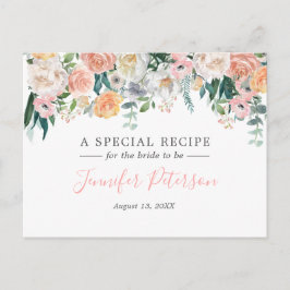 Cartão Postal Placa de Receita do Chá de panela Floral Romântico