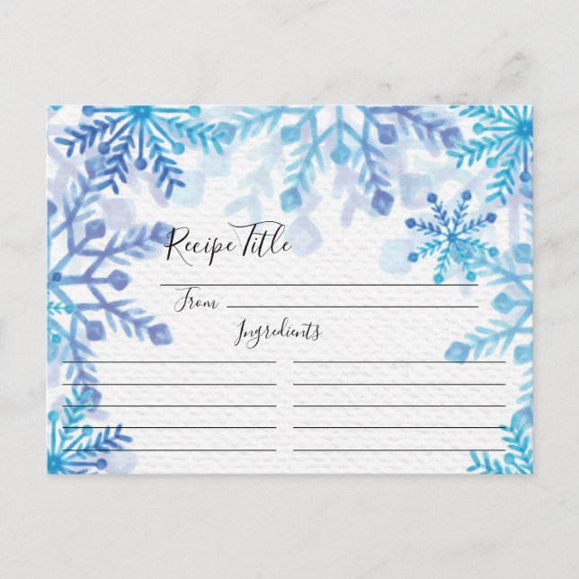 Cartão Postal Placa de receita dos flocos de neve de inverno (Frente)