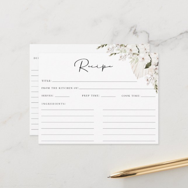 Cartão Postal Placa de Receita Floral Boêmia Branca (Frente/Verso In Situ)