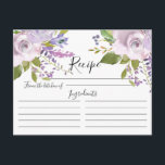 Cartão Postal Placa de Receita Floral de lavanda Watercolor<br><div class="desc">Placa de Receita Floral bonito de lavanda Púrpura. A frente do cartão tem espaço para o título da receita,  da cozinha de & ingredientes. O verso tem linha para direções. Os convites correspondentes estão disponíveis em nosso compro</div>