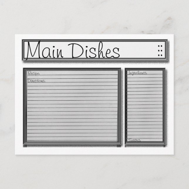 Cartão Postal Placa de Receita Personalizada Preta e Branca (Frente)