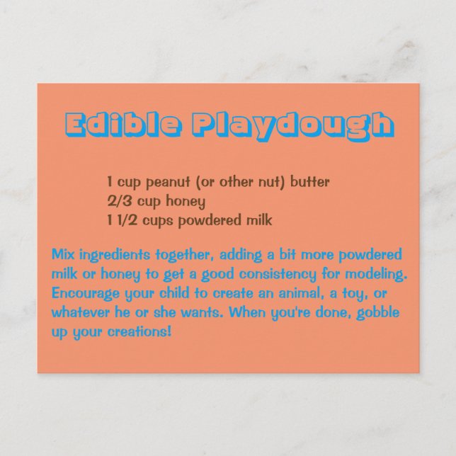 Cartão Postal Placa de reprodução comestível com fonte azul (Frente)