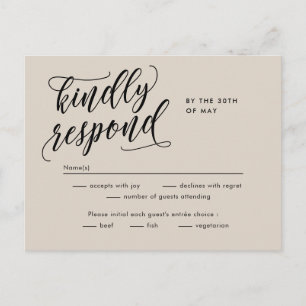 Cartão Postal Placa de resposta RSVP de cor editável de felicida