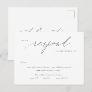 Cartão Postal Placa de resposta RSVP de cor editável de script 