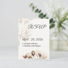 Cartão Postal Placa Elegante Classic Beige Magnolia RSVP