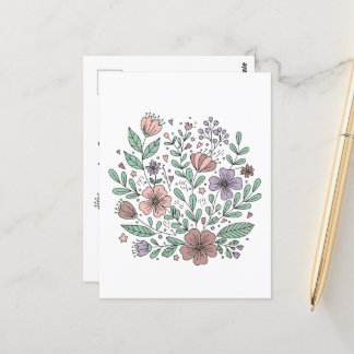 Cartão Postal Placa Floral Delicate Boho