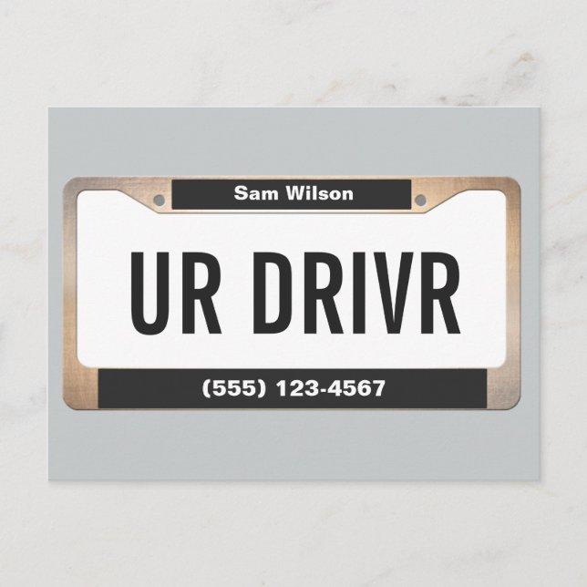 Cartão Postal Placa Licenciada Do Taxi Cab Car (Frente)