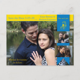 Cartão Postal Placa Noivado Azul Amarela