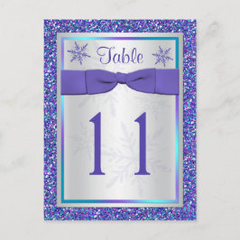 Cartão Postal Placa Número da Tabela com Flocos de Neve com Bril