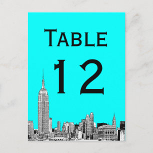 Cartão Postal Placa NYC Skyline 01 Etch Table Number